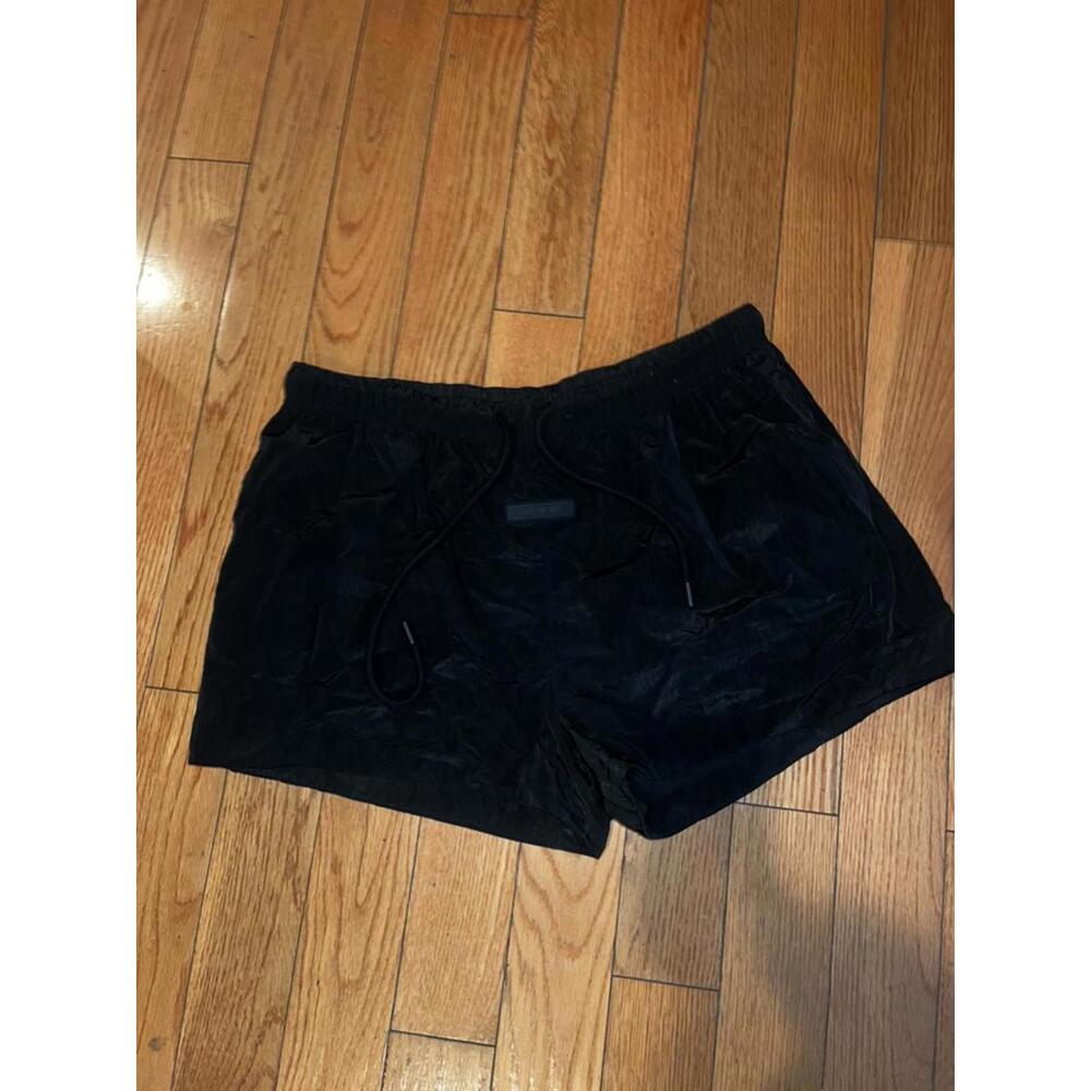 Fear of God Essentials Women's Jet Black Crinkle Nylon Running Shorts